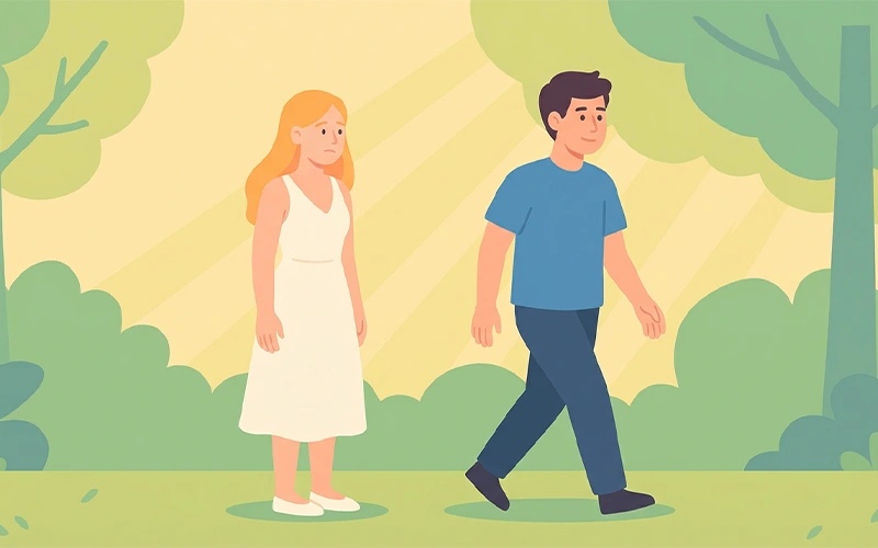 Two people standing apart as interest fades